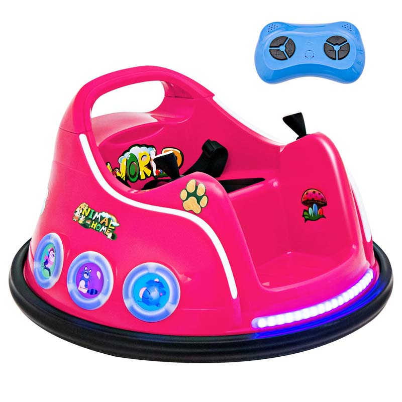Electric Toddler Bumper Car with Remote Control, Flashing LED Light & Music, 12V Battery Powered Baby Ride on Bumper Toy Car