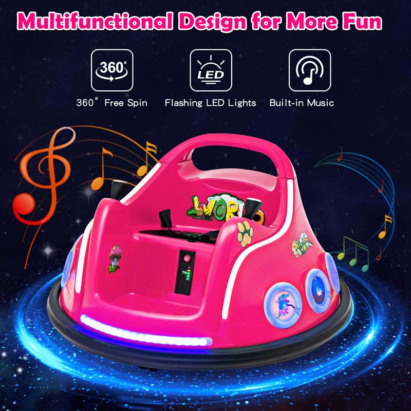 Electric Toddler Bumper Car with Remote Control, Flashing LED Light & Music, 12V Battery Powered Baby Ride on Bumper Toy Car