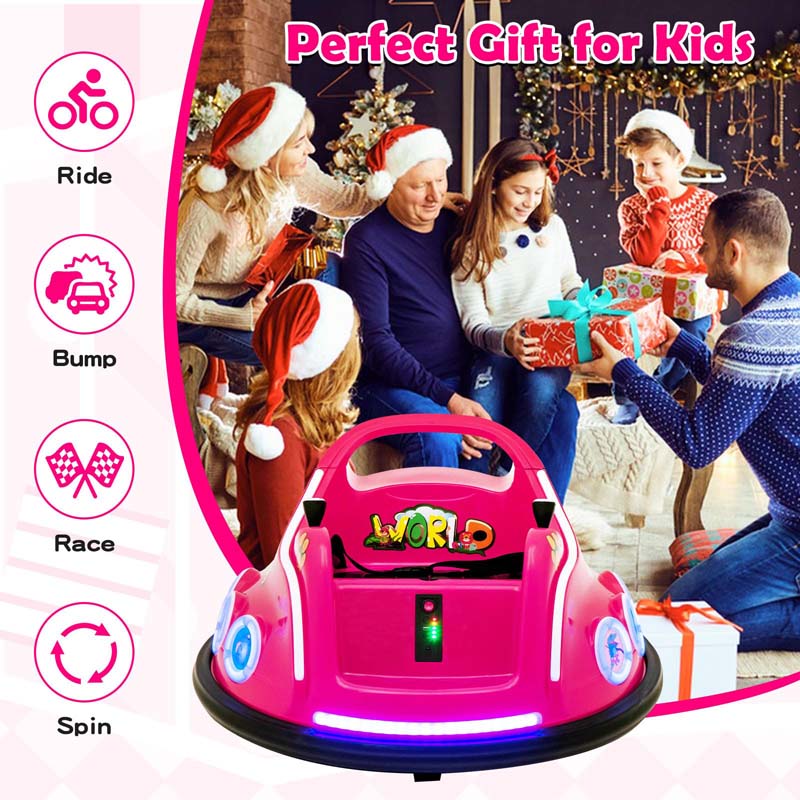 Electric Toddler Bumper Car with Remote Control, Flashing LED Light & Music, 12V Battery Powered Baby Ride on Bumper Toy Car