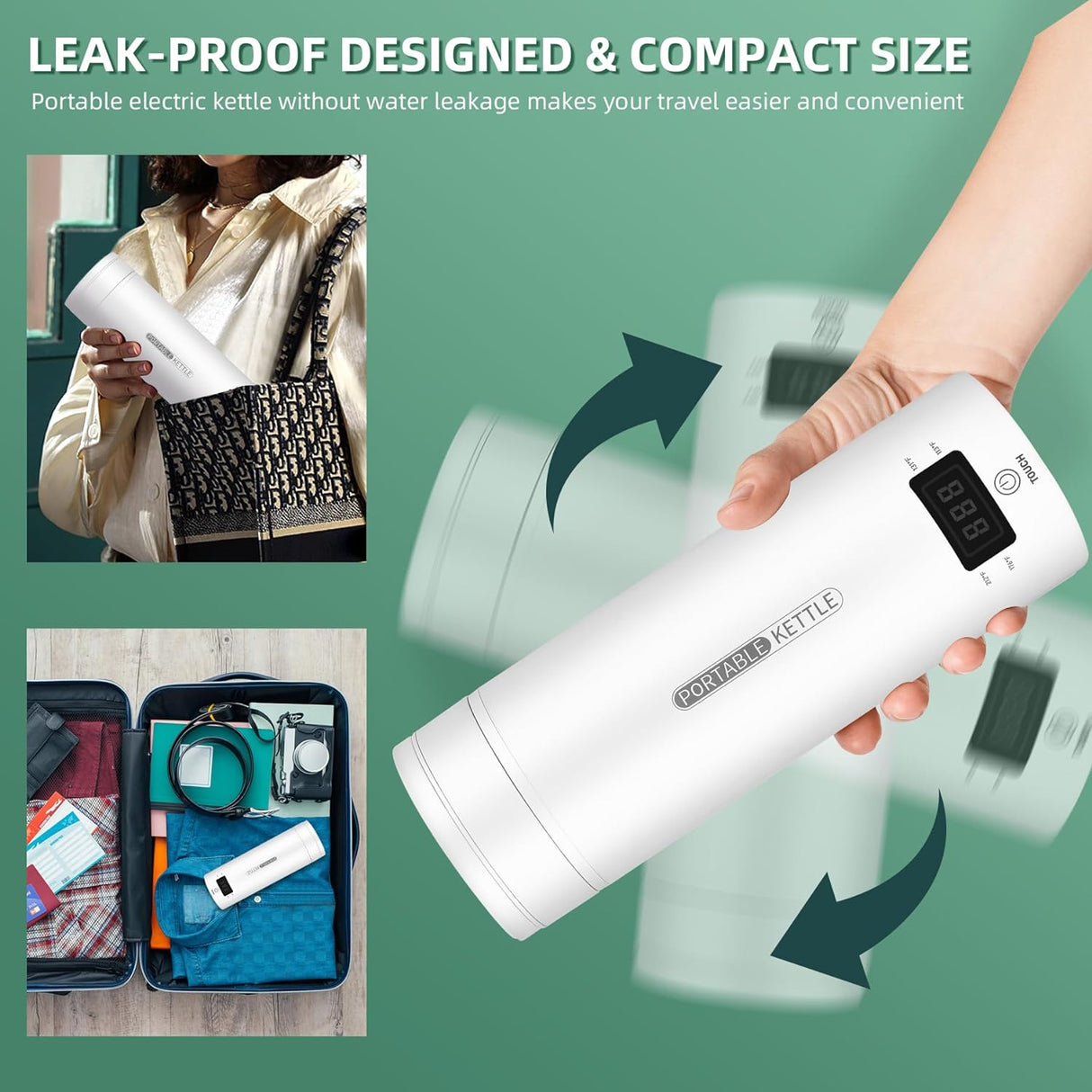 Portable Electric Travel Kettle with Auto Shut-Off - Compact 1L Water Boiler for Camping, Hiking, and Travel