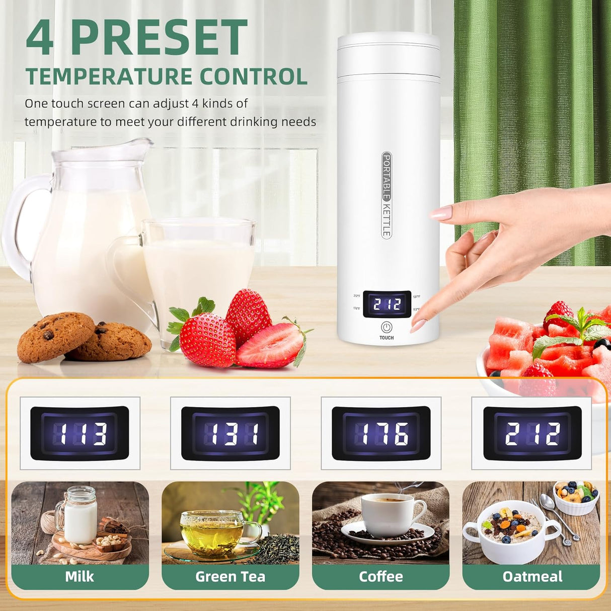 Portable Electric Travel Kettle with Auto Shut-Off - Compact 1L Water Boiler for Camping, Hiking, and Travel