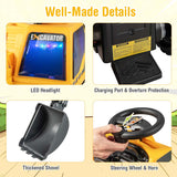 6V Battery Powered Kids Ride On Excavator Bulldozer Loader Toy Car with Front Digger Shovel, Electric Construction Vehicle for Kids