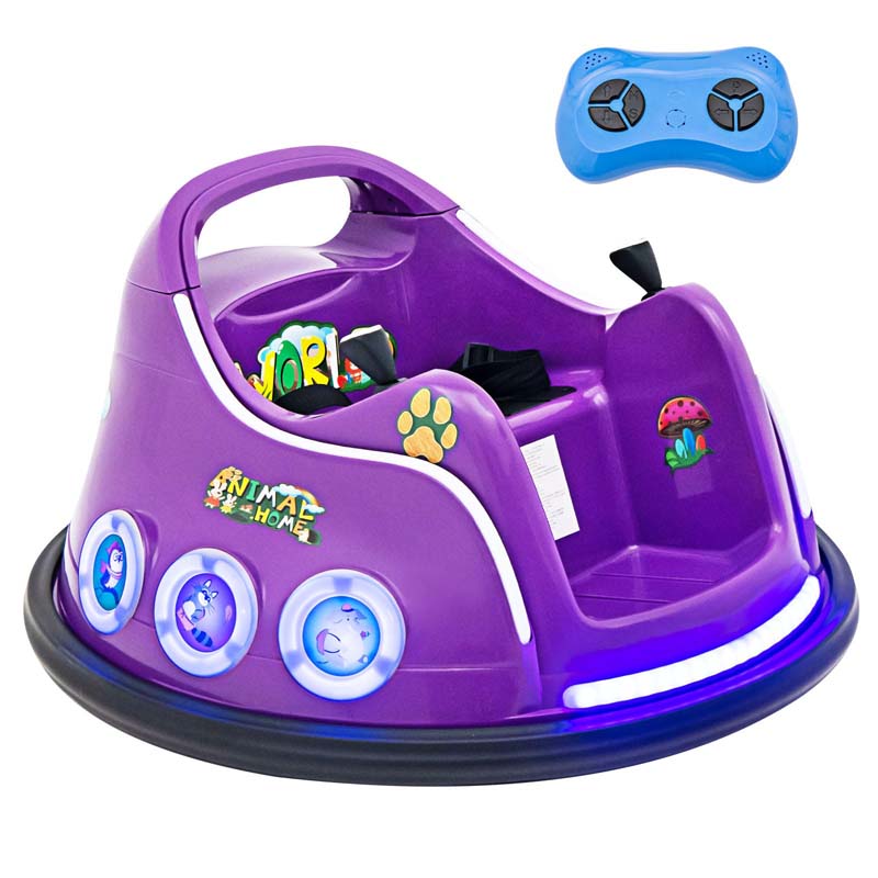 Electric Toddler Bumper Car with Remote Control, Flashing LED Light & Music, 12V Battery Powered Baby Ride on Bumper Toy Car