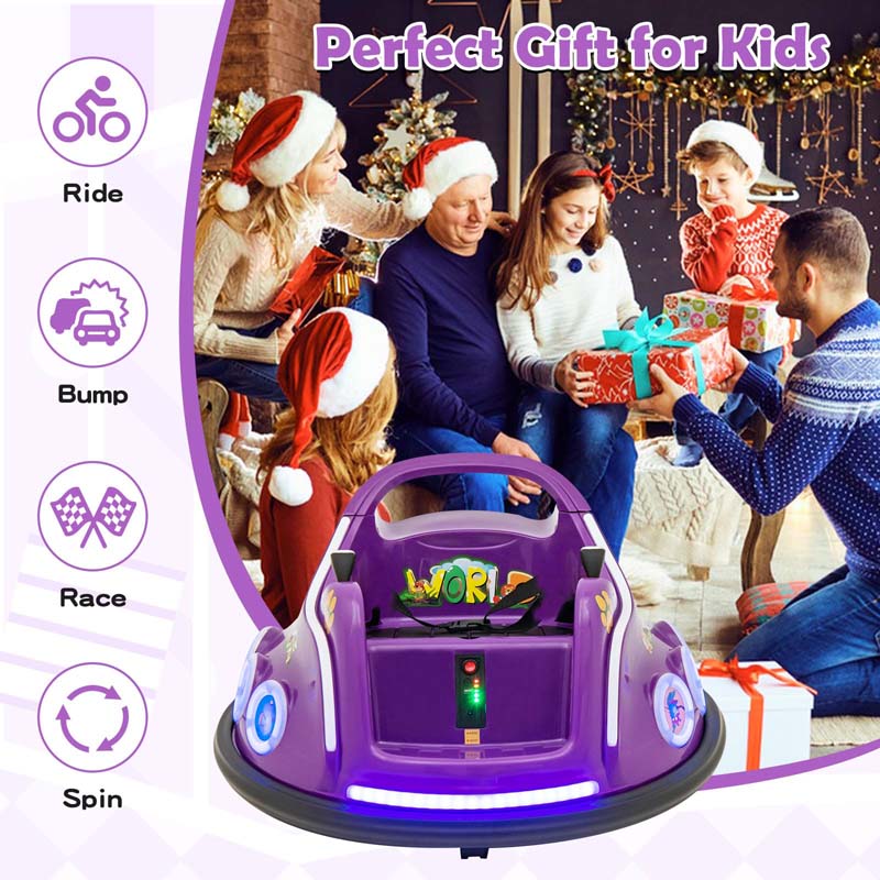 Electric Toddler Bumper Car with Remote Control, Flashing LED Light & Music, 12V Battery Powered Baby Ride on Bumper Toy Car