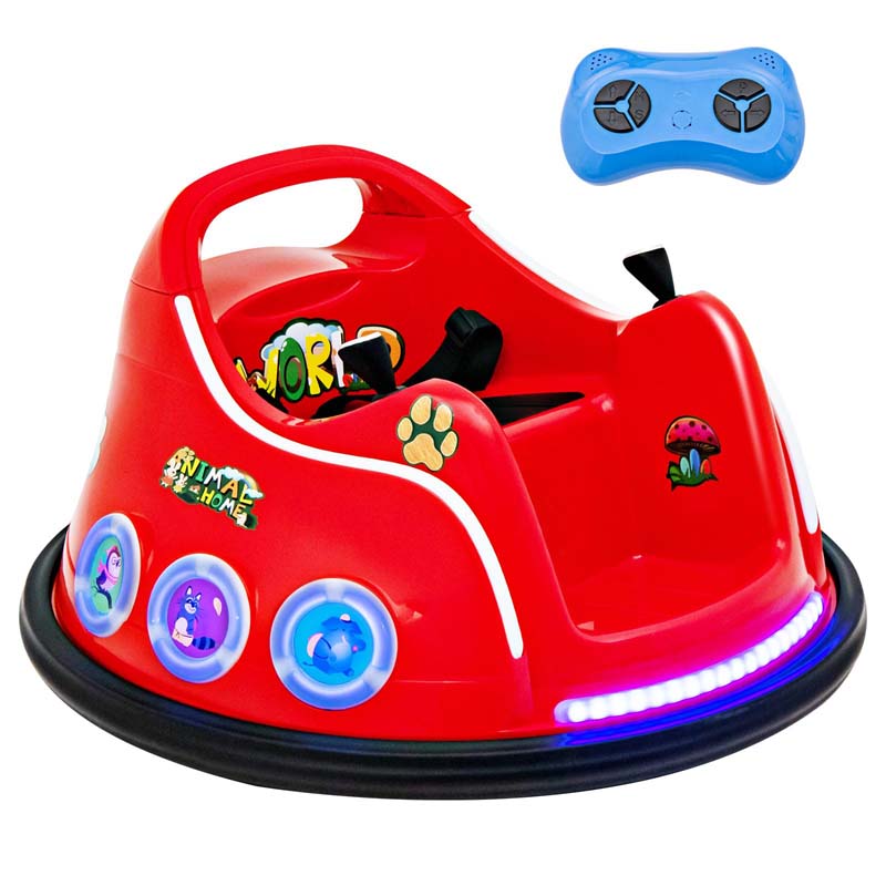 Electric Toddler Bumper Car with Remote Control, Flashing LED Light & Music, 12V Battery Powered Baby Ride on Bumper Toy Car