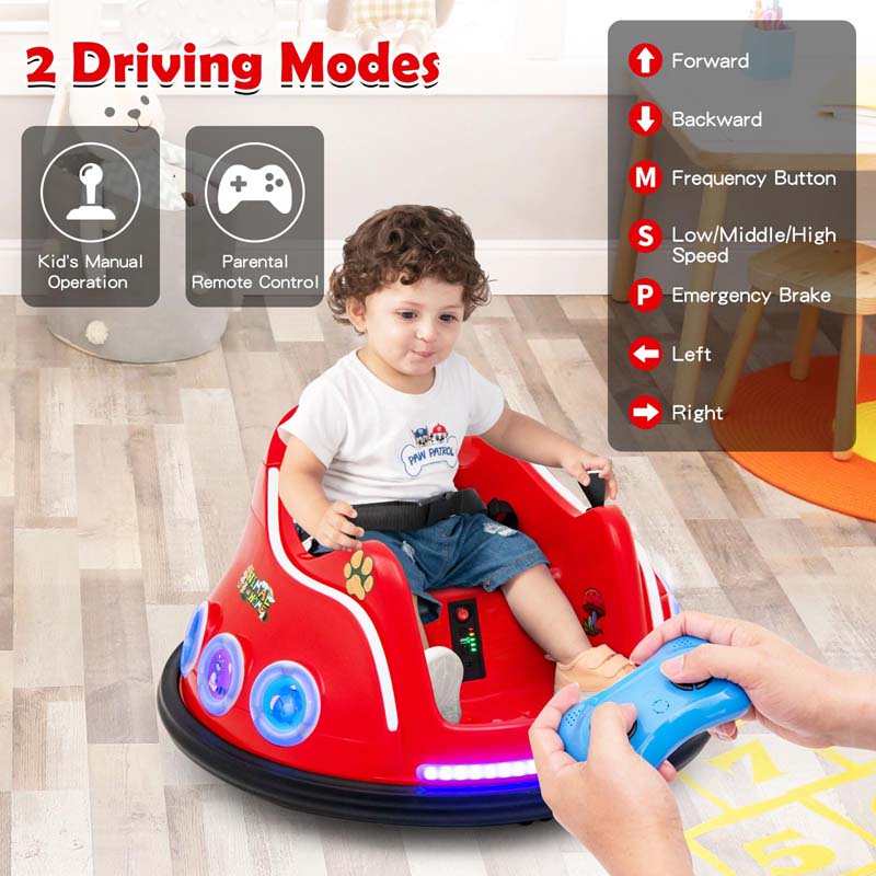 Electric Toddler Bumper Car with Remote Control, Flashing LED Light & Music, 12V Battery Powered Baby Ride on Bumper Toy Car