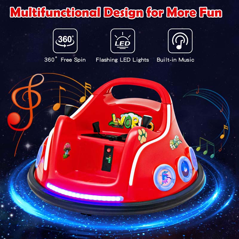 Electric Toddler Bumper Car with Remote Control, Flashing LED Light & Music, 12V Battery Powered Baby Ride on Bumper Toy Car