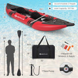 2-Person Inflatable Kayak Set with 2 Aluminium Oars & Repair Kit, 12.5Ft 507lbs Portable Fishing Touring Kayaks for Adults