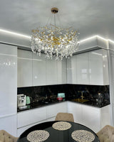 French Style Crystal Chandelier with Branch Design for Living Room & Dining Room Lighting