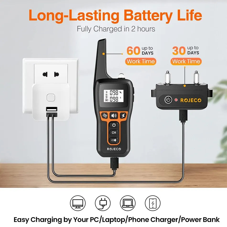 Remote-Controlled Dog Training Collar | Rechargeable, Waterproof & 1000m Range for Effective Dog Training