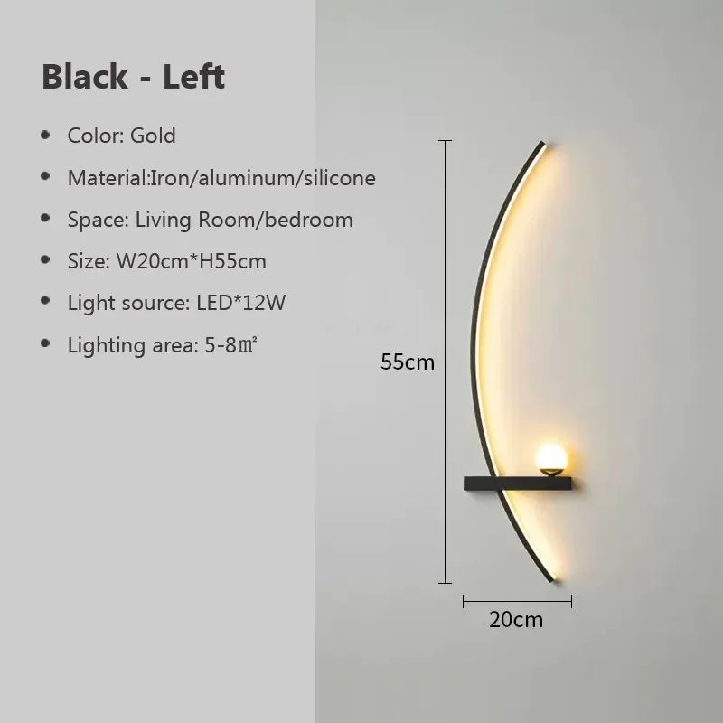 Contemporary Edge Wall Lamp – Black & Gold Indoor/Outdoor Lighting for Modern Spaces