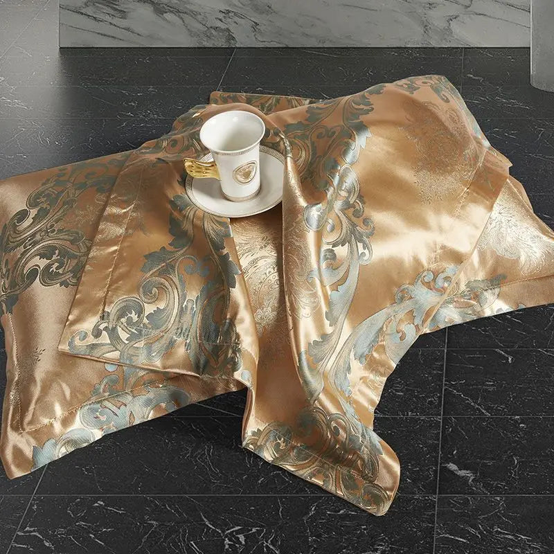Satin Rayon Jacquard Duvet Cover Set 264x229cm – Luxury Summer Bedding for Comfortable Sleep & Home Décor