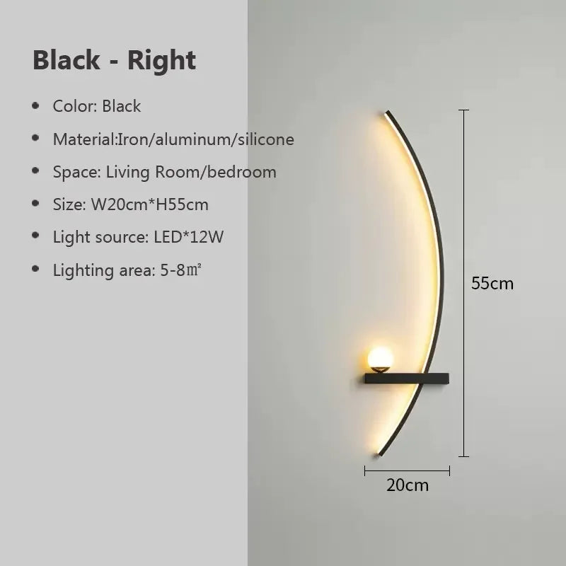 Contemporary Edge Wall Lamp – Black & Gold Indoor/Outdoor Lighting for Modern Spaces