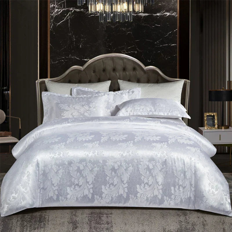 Satin Rayon Jacquard Duvet Cover Set 264x229cm – Luxury Summer Bedding for Comfortable Sleep & Home Décor