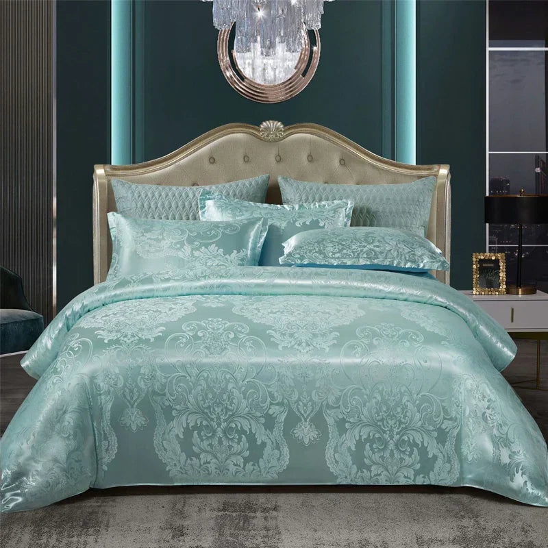 Satin Rayon Jacquard Duvet Cover Set 264x229cm – Luxury Summer Bedding for Comfortable Sleep & Home Décor