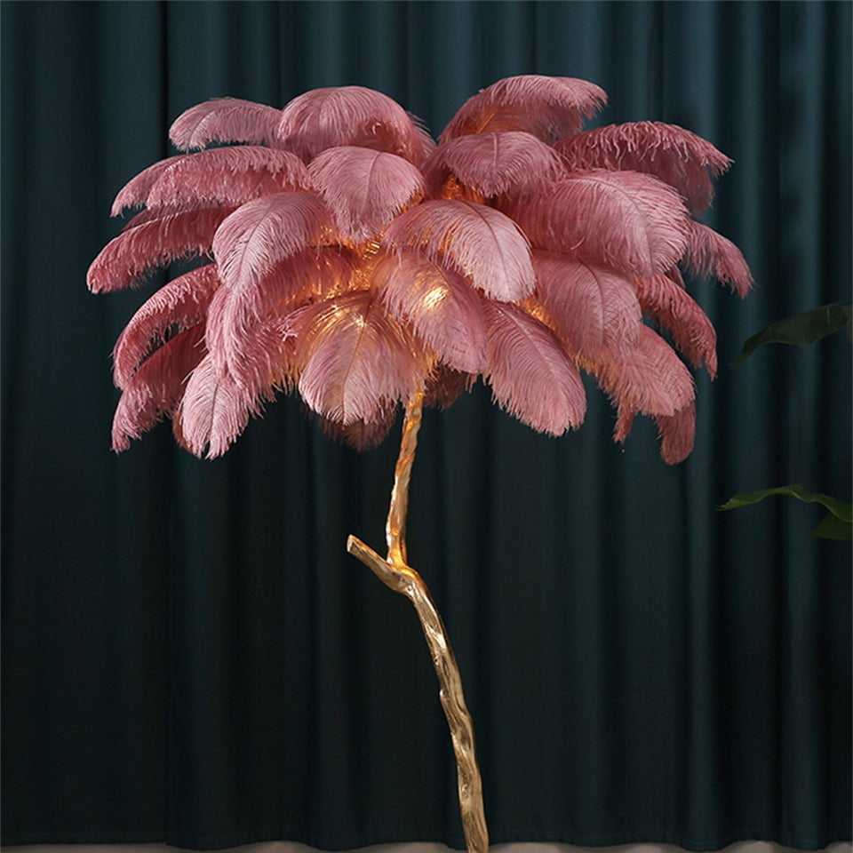 LED Ostrich Feather Floor Lamp - Adjustable Height with Soft Lighting for Living Room & Bedroom Decor