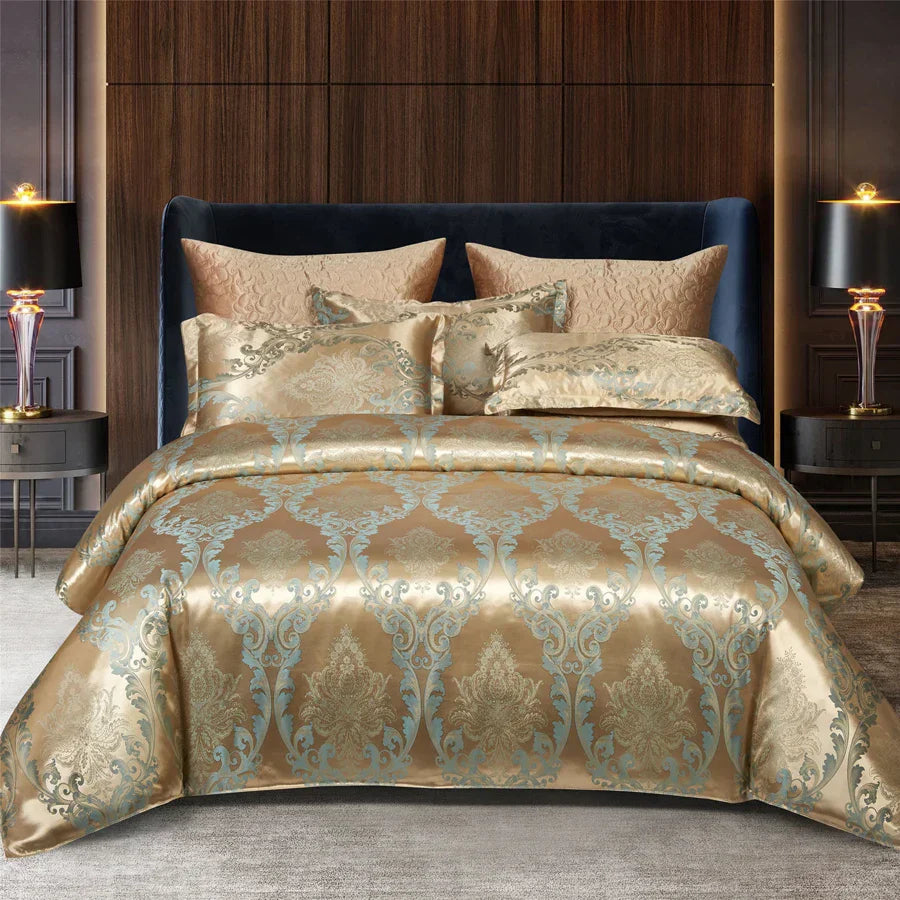 Satin Rayon Jacquard Duvet Cover Set 264x229cm – Luxury Summer Bedding for Comfortable Sleep & Home Décor
