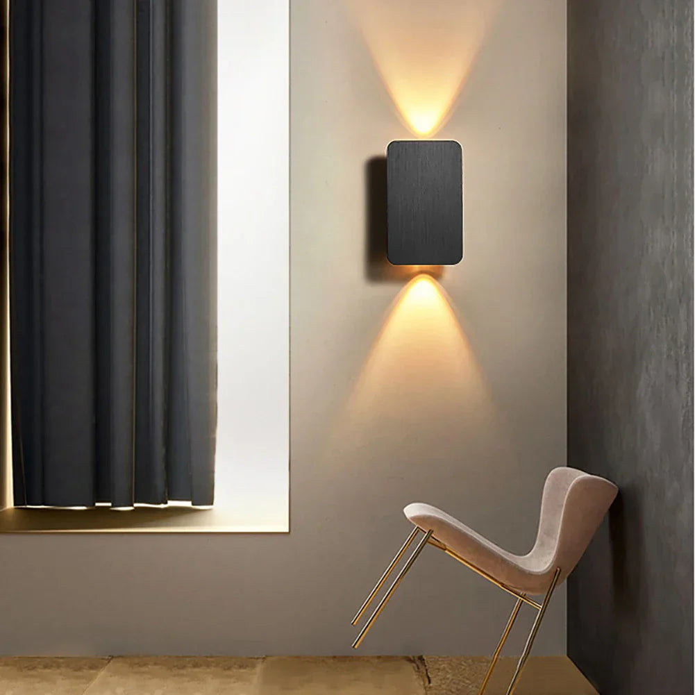 Aria Modern Square Wall Lamp – Up and Down Lighting for Bedroom and Living Room