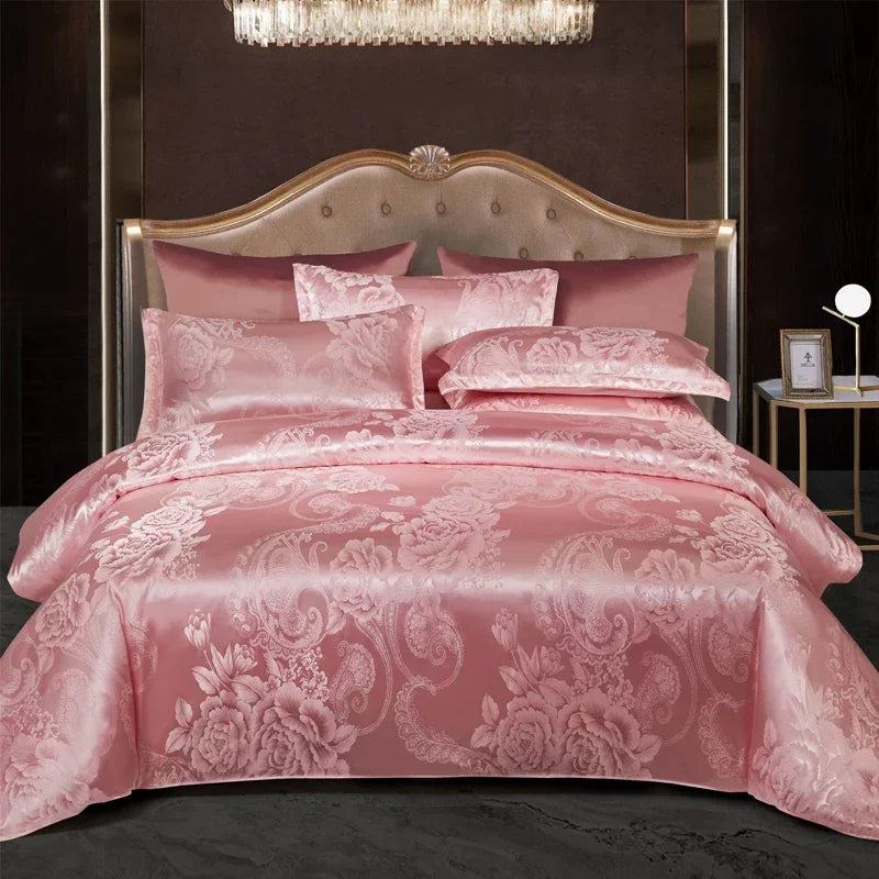 Satin Rayon Jacquard Duvet Cover Set 264x229cm – Luxury Summer Bedding for Comfortable Sleep & Home Décor