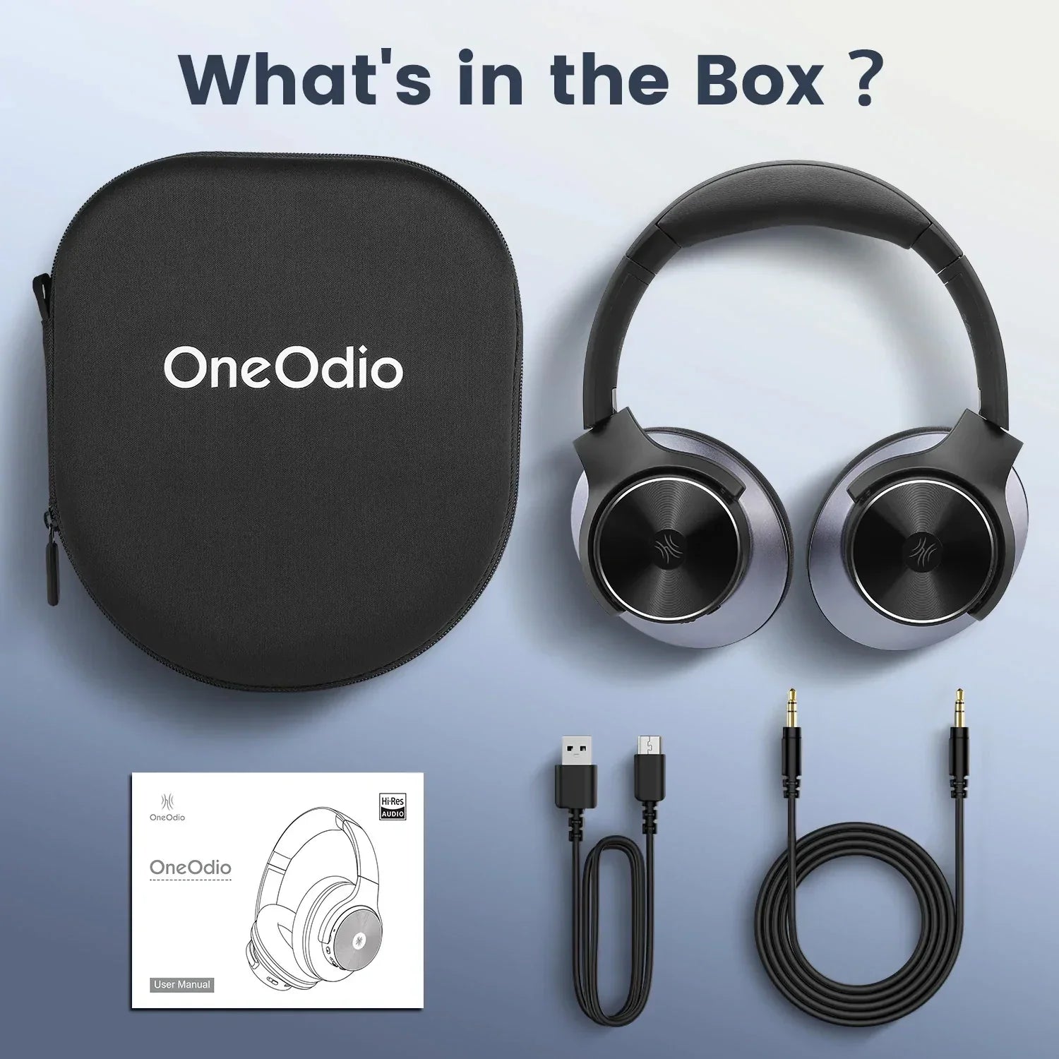 OneOdio A-Series Active Noise Cancelling Wireless Headphones – Over-Ear Comfort | Bluetooth 5.0 - Built-in Microphone, Type C Charging & Carry Case