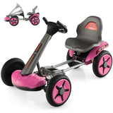 4-Wheel Folding Pedal Go Kart for Kids with 2-Position Adjustable Steering Wheel & Seat, 12V Battery Powered Ride On Pedal Car Toy