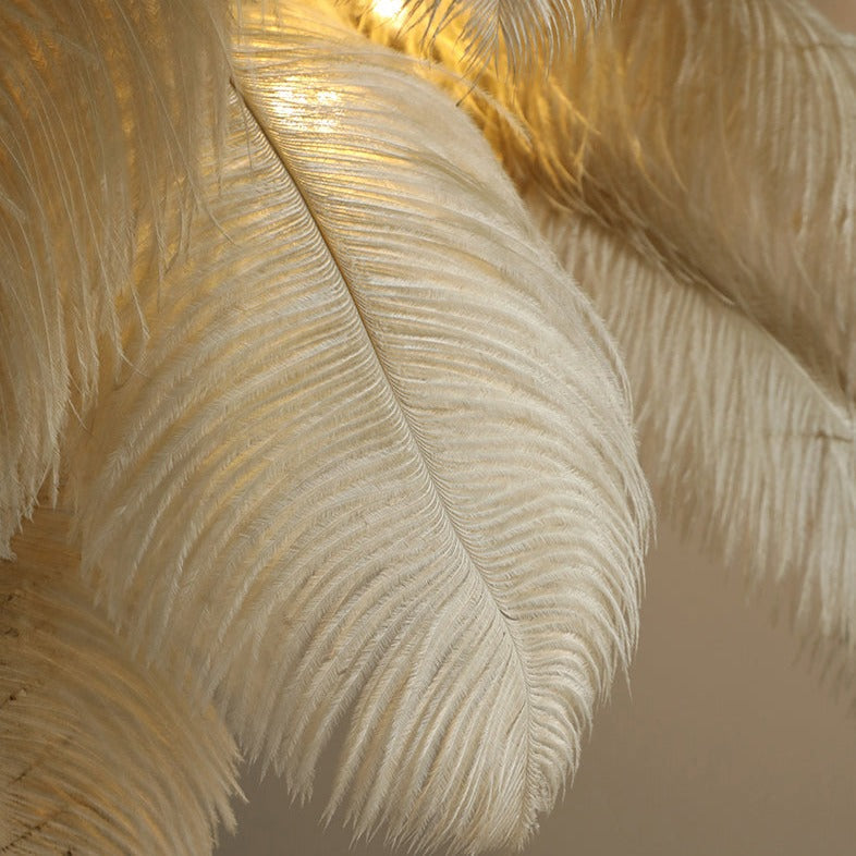 LED Ostrich Feather Floor Lamp - Adjustable Height with Soft Lighting for Living Room & Bedroom Decor