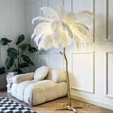 LED Ostrich Feather Floor Lamp - Adjustable Height with Soft Lighting for Living Room & Bedroom Decor
