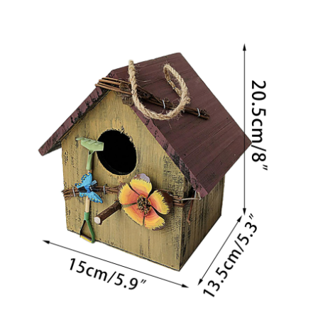 Rainproof Wooden Bird Feeder – Hanging Feeder for Courtyard, Villa, and Balcony