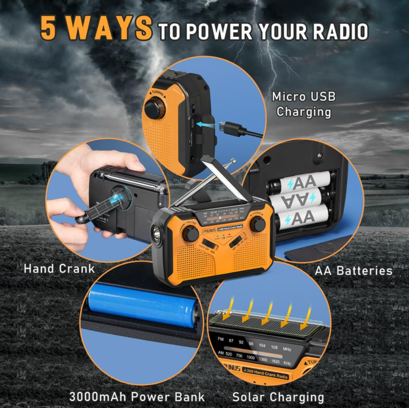 Merchpublic Emergency Weather Radio + FREE Off Grid Survival Course ($97 Value)