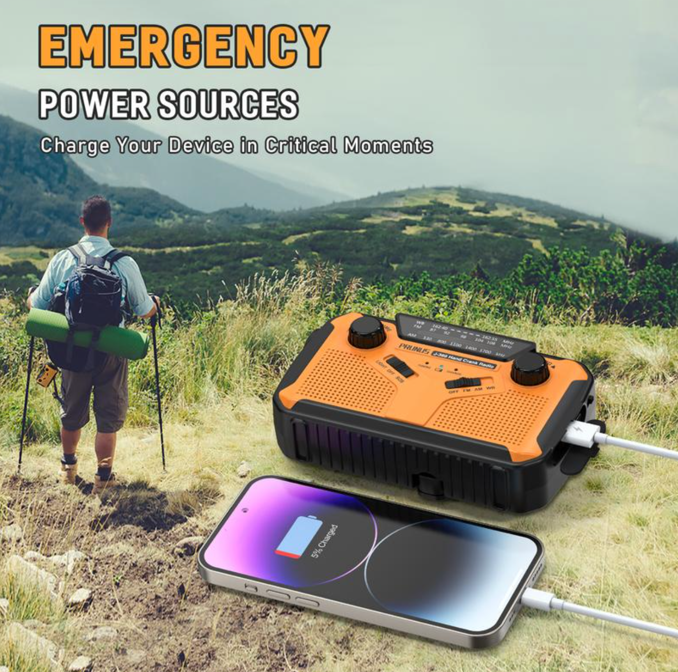 Merchpublic Emergency Weather Radio + FREE Off Grid Survival Course ($97 Value)