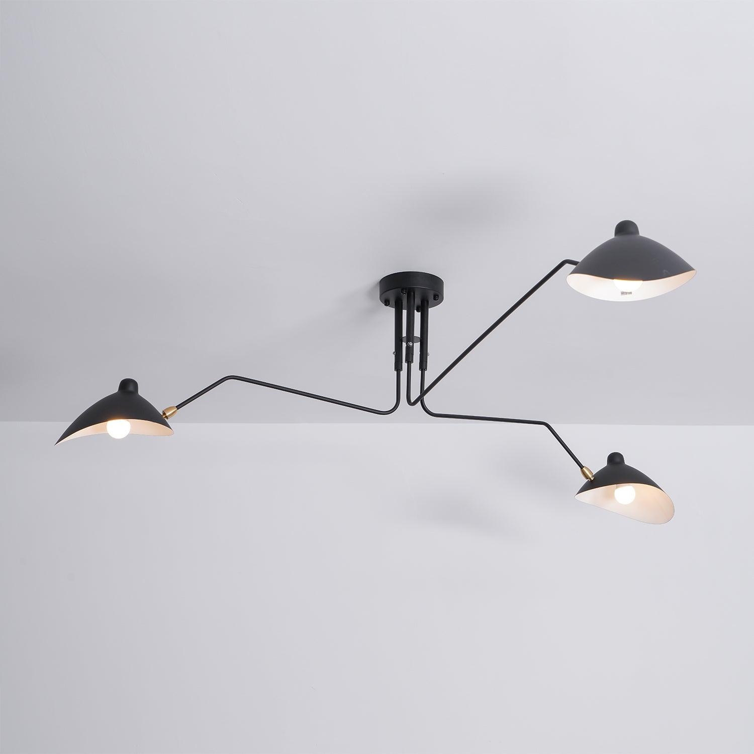 LED Ceiling Light Fixture - Serge Mouille Style - Adjustable Arm Design for Living Room & Modern Spaces