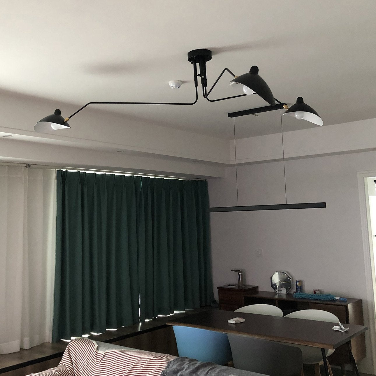 LED Ceiling Light Fixture - Serge Mouille Style - Adjustable Arm Design for Living Room & Modern Spaces