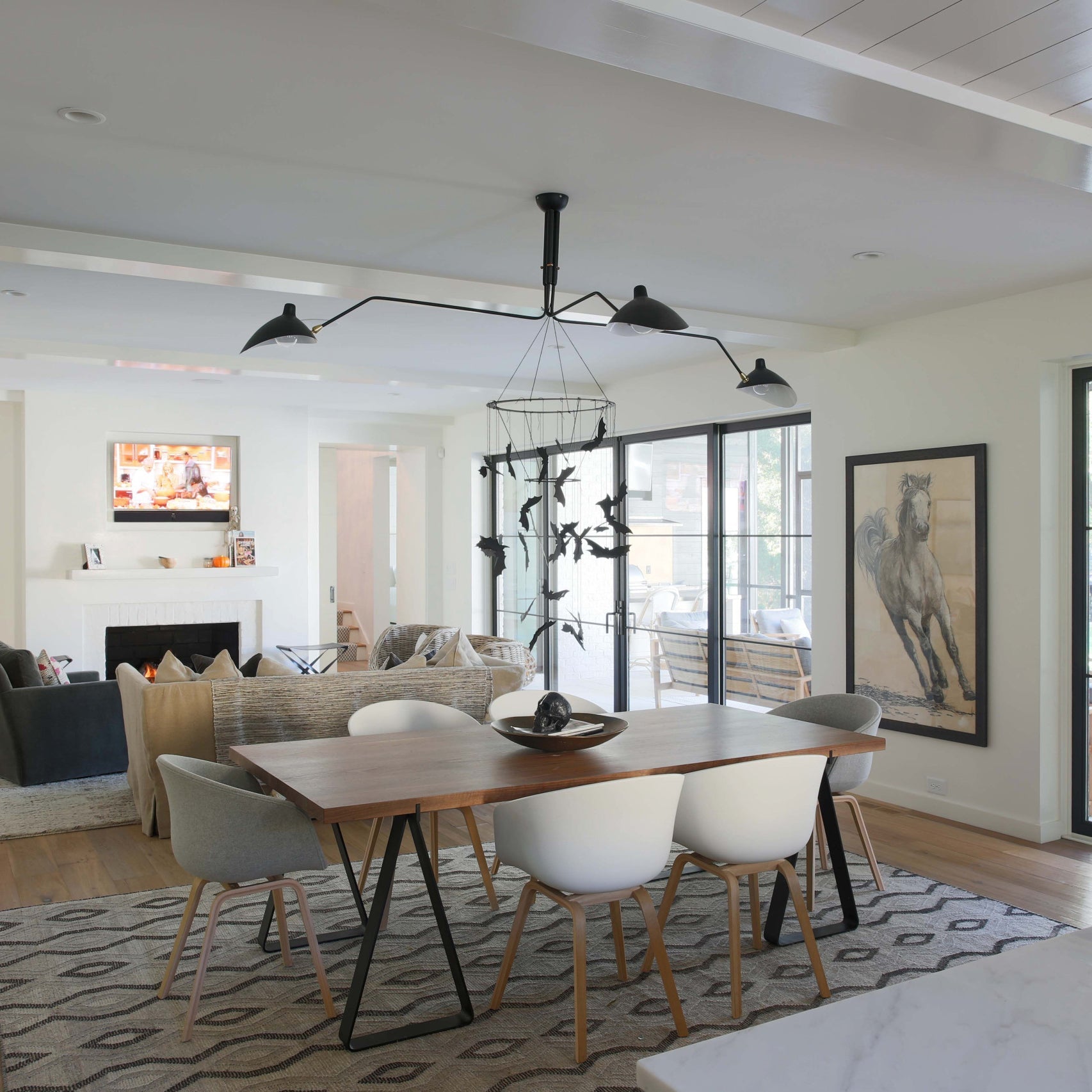 LED Ceiling Light Fixture - Serge Mouille Style - Adjustable Arm Design for Living Room & Modern Spaces