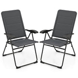 2-Pack Folding Patio Chairs, 7-Position Adjustable Lawn Chair Recliner Camping Chair, Compact Outdoor Sling Chair, Fully Assembly