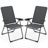 2-Pack Folding Patio Chairs, 7-Position Adjustable Lawn Chair Recliner Camping Chair, Compact Outdoor Sling Chair, Fully Assembly