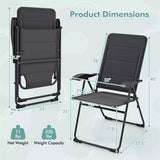 2-Pack Folding Patio Chairs, 7-Position Adjustable Lawn Chair Recliner Camping Chair, Compact Outdoor Sling Chair, Fully Assembly