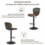 2-Pack Retro Swivel Bar Stools with Backrest & Footrest, Hot-stamping Bar Chairs PU Leather Counter Stools