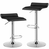 2-Pack Modern Swivel Bar Stools, Adjustable Height PU Leather Backless Counter Stools, Kitchen Dining Chairs