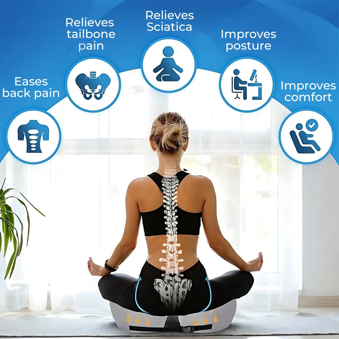 SitSmart Adjustable Memory Foam Seat Cushion | Tailbone Relief & Posture Support for Office, Car, and Dining Chairs