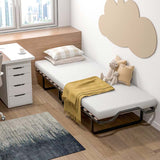78.5" x 31" Folding Bed with 4" Memory Foam Mattress & Lockable Wheels, Portable Cot Size Rollaway Guest Bed for Adult