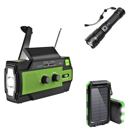 TrailBlazer 3 Product Emergency Prepper Bundle | Powerbank, Flashlight, & Radio