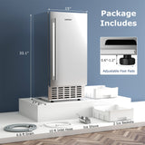 80 lbs/24H Under Counter Ice Maker, 18 lbs Storage Commercial Nugget Ice Making Machine with Self-Cleaning, LCD Panel, Stainless Steel Scoop