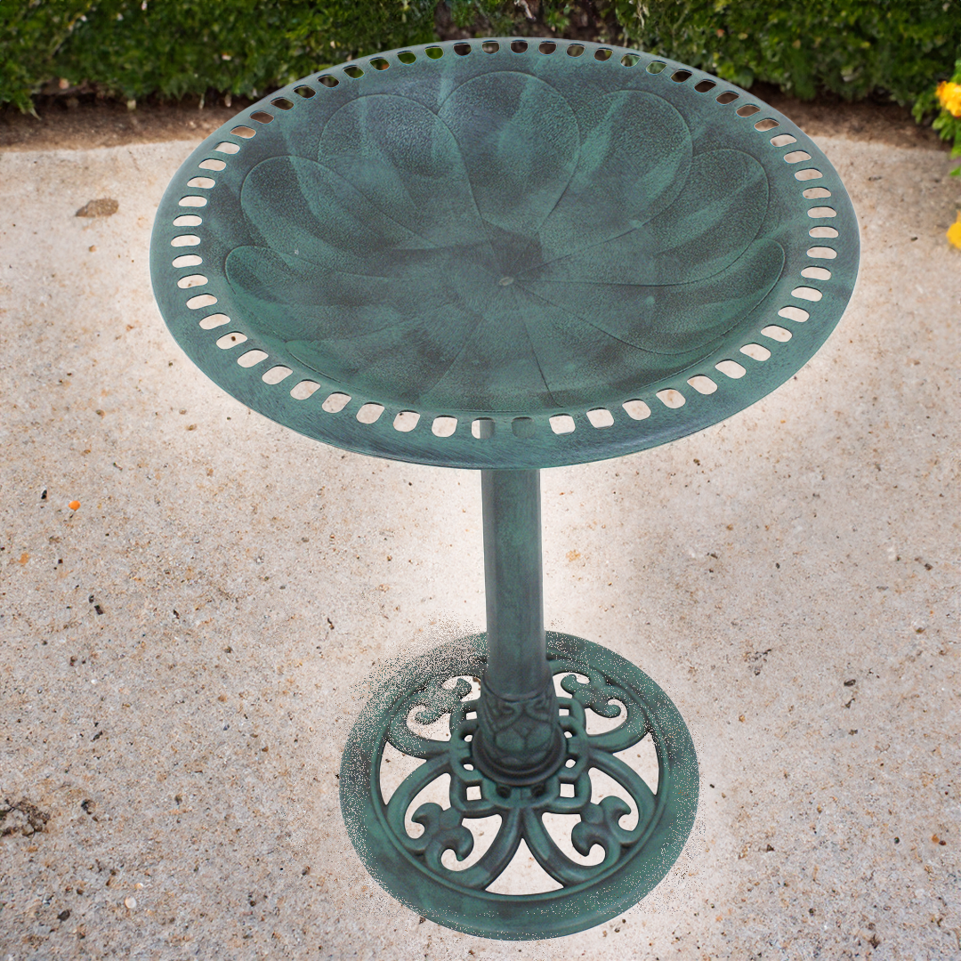 28" Height Pedestal Bird Bath Outdoor Garden Decor