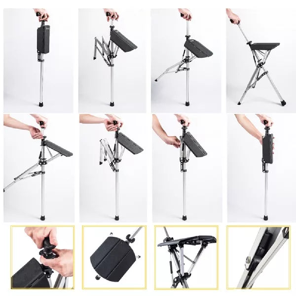 Walking Stick with Seat - Portable Folding Cane Chair for On-the-Go Comfort | Mobility Support