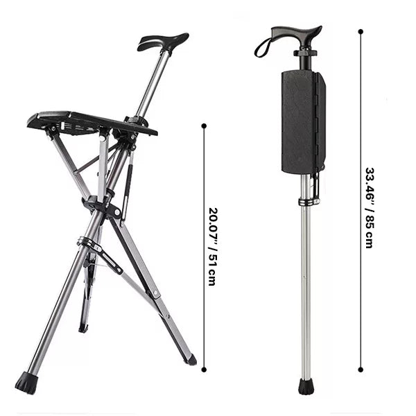 Walking Stick with Seat - Portable Folding Cane Chair for On-the-Go Comfort | Mobility Support