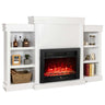70" Mantel Fireplace TV Stand with 28.5" 750W/1500W Electric Fireplace Insert, Modern Media Fireplace Cabinet Built-in 6 Storage Shelves