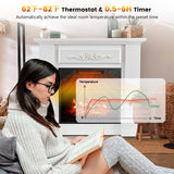 32" Solid Electric Fireplace with Mantel, 1400W Freestanding Mantel Fireplace Heater with Remote Control, Thermostat, 6H Timer