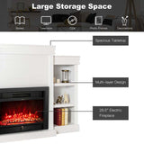 70" Mantel Fireplace TV Stand with 28.5" 750W/1500W Electric Fireplace Insert, Modern Media Fireplace Cabinet Built-in 6 Storage Shelves