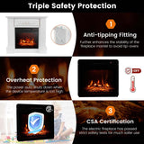 32" Solid Electric Fireplace with Mantel, 1400W Freestanding Mantel Fireplace Heater with Remote Control, Thermostat, 6H Timer