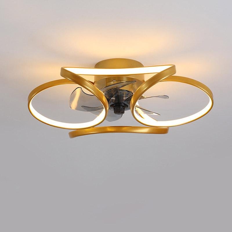 LED Flush Mount Ceiling Fan Light with Remote Control - Modern Flower Design for Living Room & Bedroom Lighting